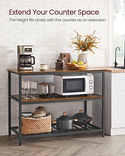 47-Inch Kitchen Island Table with 3-Tier Storage Shelves & Steel Frame