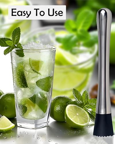 Goldelith Silver 8-Inch Stainless Steel Cocktail Muddlers 2-Pack