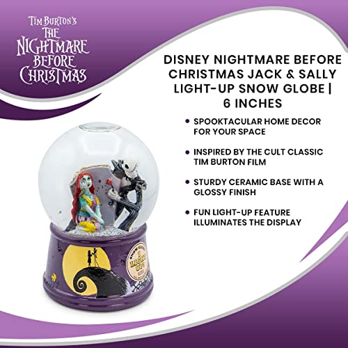 Light-Up Snow Globe with Swirling Glitter & Ceramic Base, 6 Inches