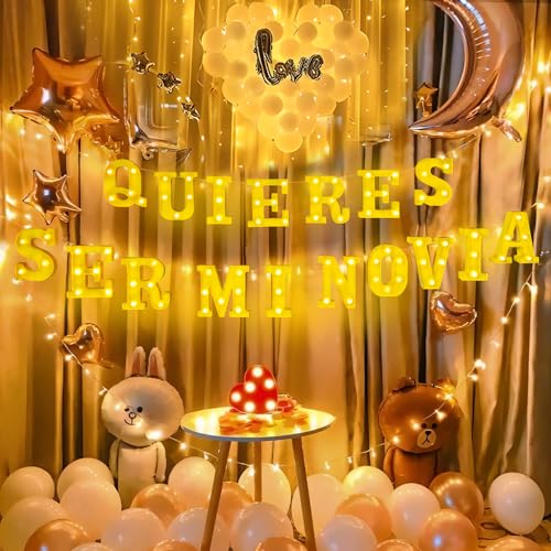 LED Letter Light Set for Proposals with 1000 Rose Petals Romantic Decor