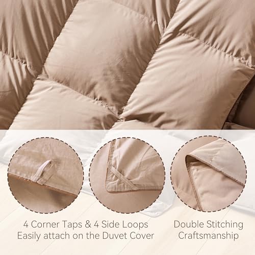 All-Season Queen Down Comforter Duvet Insert - 100% Cotton Baffle Box