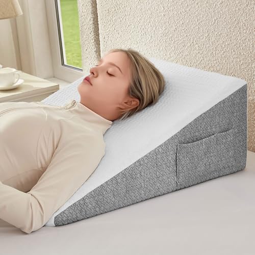 Ergonomic Bed Wedge Pillow for Sleeping - 10 Inch Memory Foam