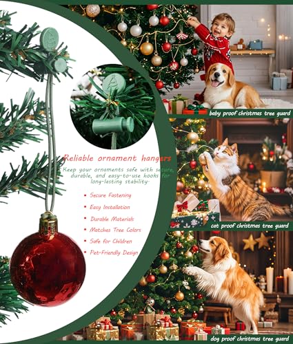Green Nylon Christmas Ornament Hooks with Spring Clips - Reusable