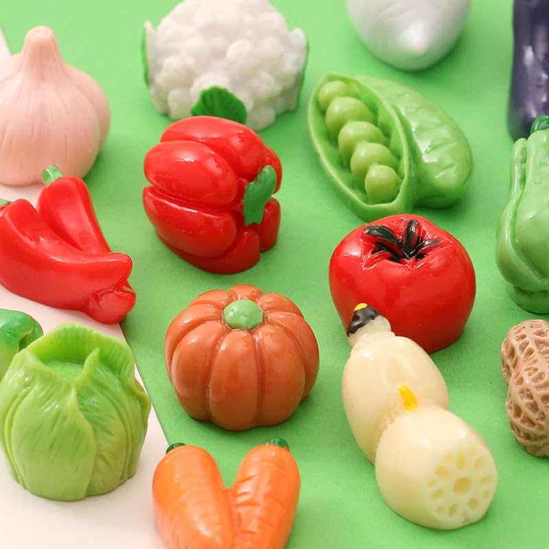 50Pcs Miniature Artificial Vegetables, Realistic Resin Produce Figurines