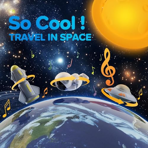 Magnetic Musical Rotating Space Toy with Astronaut Figures and LED Lights