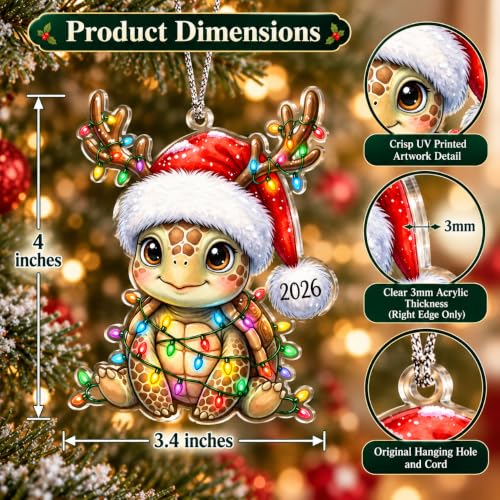 Mailamcraft Sea Turtle Santa Ornament 2026 – Funny Christmas Decorations for Women