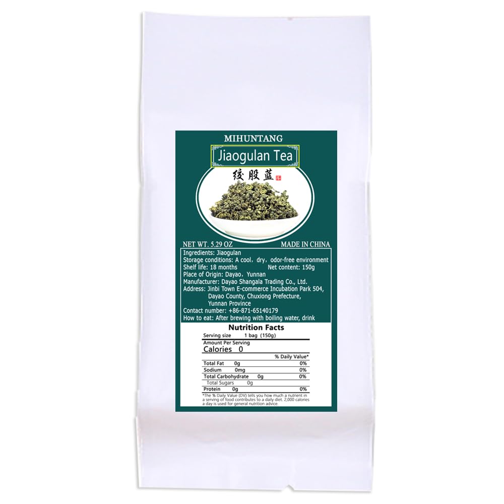 Jiaogulan tea (Gynostemma Pentaphyllum) 5.29 oz herbal flower Chinese green tea Authentic wild tea 绞股蓝150g