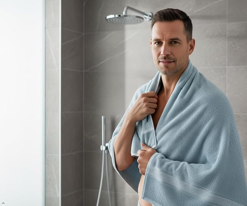 6-Piece Cotton Bath Towel Set - Ultra Soft & Absorbent - Sky Blue