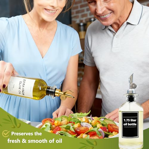 Pafusen 3 Pack Oil Pour Spouts with Adapters - Silver, Dripless, Leak-Free for Olive Oil & Liquor Bottles