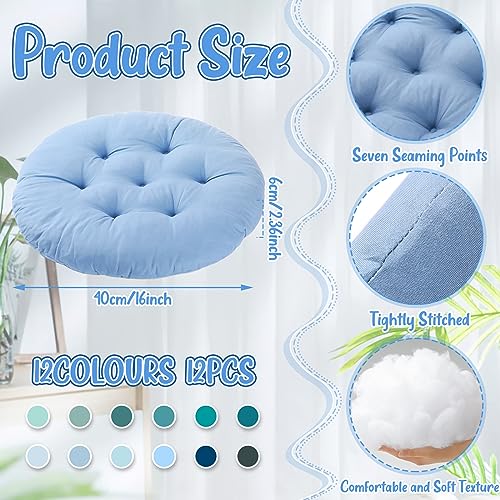 12-Piece Round Floor Cushion Set, 16-Inch Soft Seating Pillows for Kids