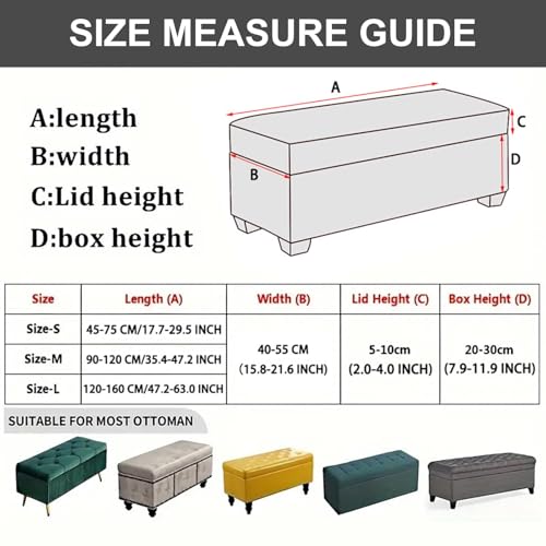 Rectangular Storage Ottoman Cover - Durable Slipcover with Elastic Bottom