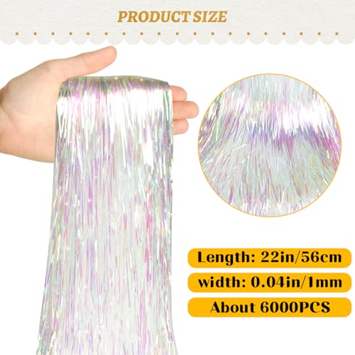 6000 Strands Christmas Tree Icicle Tinsel - 22 Inch Shiny Foil Strands