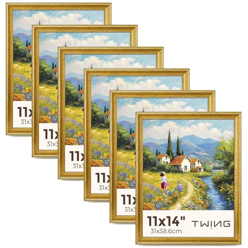 TWING 11x14 Rustic Gold Picture Frames Set of 6 — Gallery Display