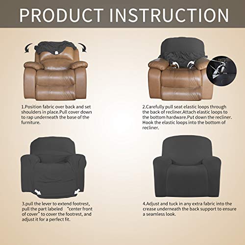 Oversized Recliner Chair Cover - Dark Gray Stretch Sofa Slipcover