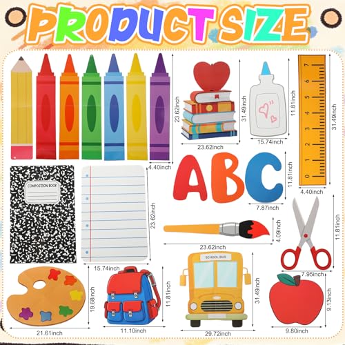 21-Piece Large Back to School Cardstock Cutouts for Classroom Decorations