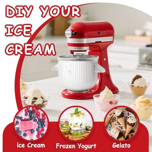 Ice Cream Maker Attachment for Stand Mixers, 4.5/5/6 Quart Bowl