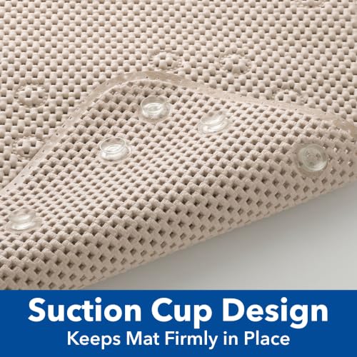 Cushioned Non-Slip Bathtub Mat with Suction Cups, 17 x 36 Inches, White