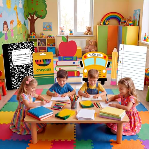 6 Pcs Large Back to School Party Decorations 20-Inch Plastic Cutouts with Stands