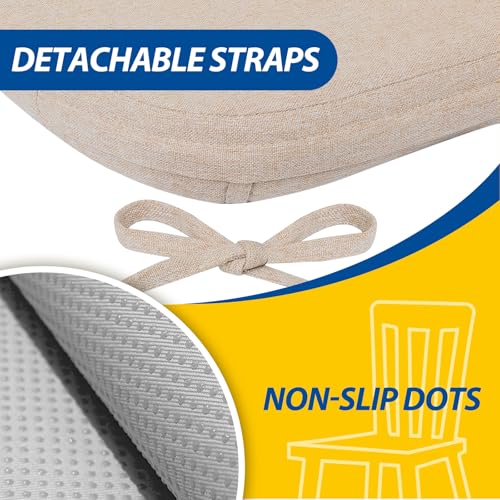 D-Shaped Dining Chair Cushions, 2-Inch Thick Seat Pads, Set of 4, Oatmeal