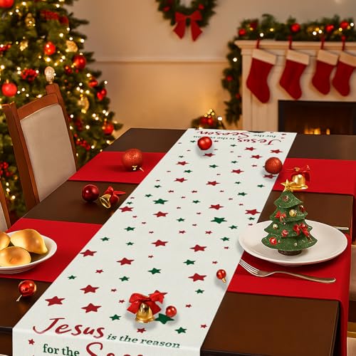 Black Santa Table Runner 13x90 Inches - African American Holiday Table Decor