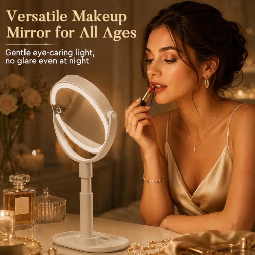 MOMOKUBA Makeup Mirror with Lights, 20X Magnifying Mirrors, Height
