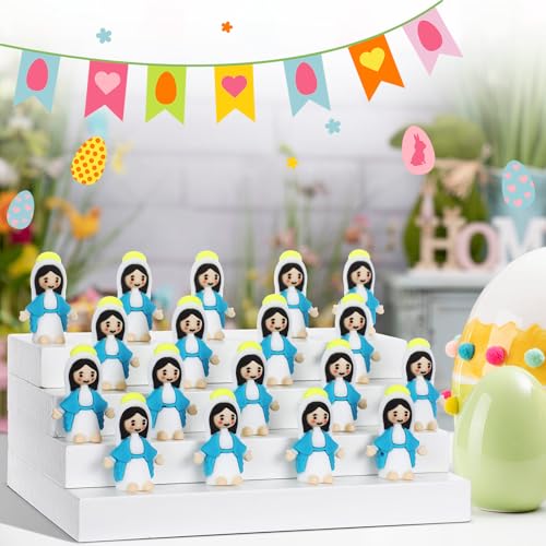 50 Pack Mini Virgin Mary Figurines, Blue PVC Religious Party Favors
