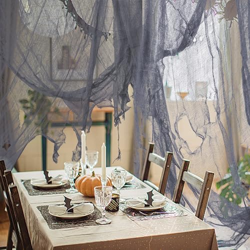 Gray Halloween Creepy Cloth Decoration - 200" x 40" Spooky Gauze Fabric