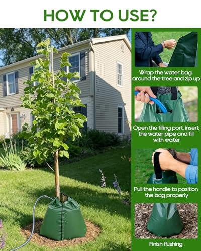 2-Pack 20 Gallon Slow Release Tree Watering Bags, Heavy Duty PVC Drip System