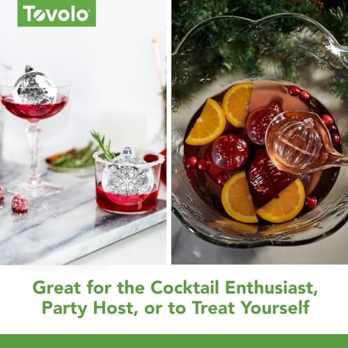 Tovolo Christmas Tree & Snowflake Ornament Ice Mold Set of 2, Red - Festive Holiday Cocktail Ice Shapes