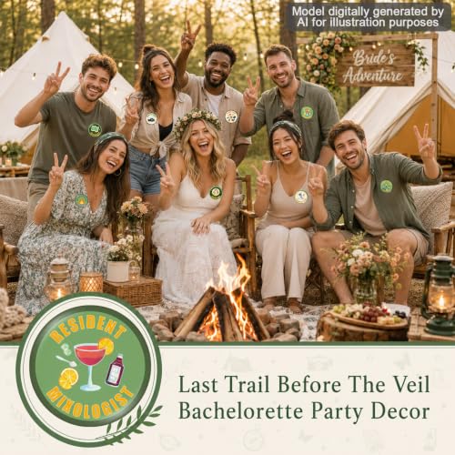 18 Pcs Camping Themed Bachelorette Party Pins - Bridal Shower Favors