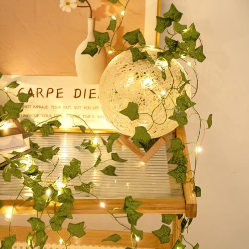 Alabeila Nest Artificial Ivy Garland with 100 LED Fairy Lights 33ft