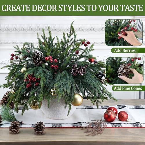 Tulvend 12 Pcs Artificial Pine Branches Real Touch Holiday Decor