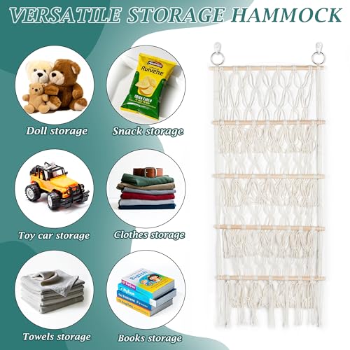 Boho Over-the-Door Stuffed Animal Organizer Hanging Toy Storage Hammock