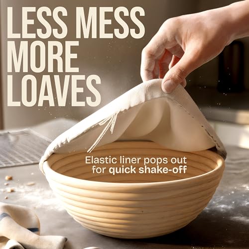 Sourdough Bread Proofing Basket Set - 9 Inch Round Banneton Kit (2 Pack)