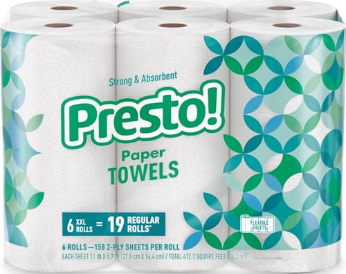 Ultra-Strong Premium Paper Towels, 2-Ply Flex-Size Sheets - 6 Huge Rolls