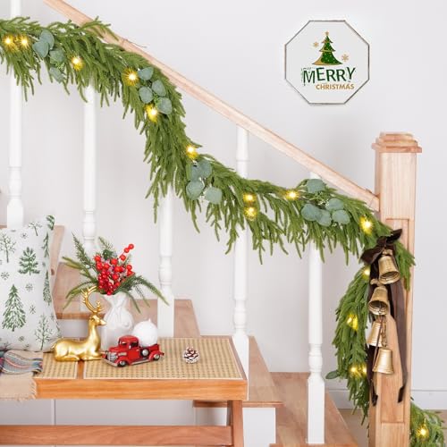 Waipfaru 15ft Norfolk Pine Garland - Realistic Artificial Christmas Wreath & Decor