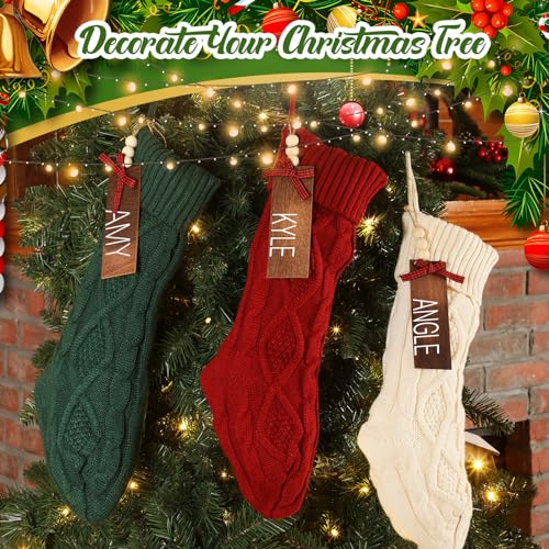 Zubebe 6 Pairs Christmas Stockings 18-Inch Knitted Holiday Stockings in Red & Green Set