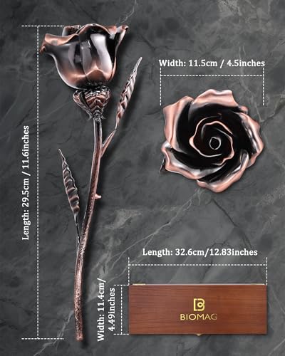 Copper 7th Anniversary Gift Rose - Everlasting Metal Rose in wooden box