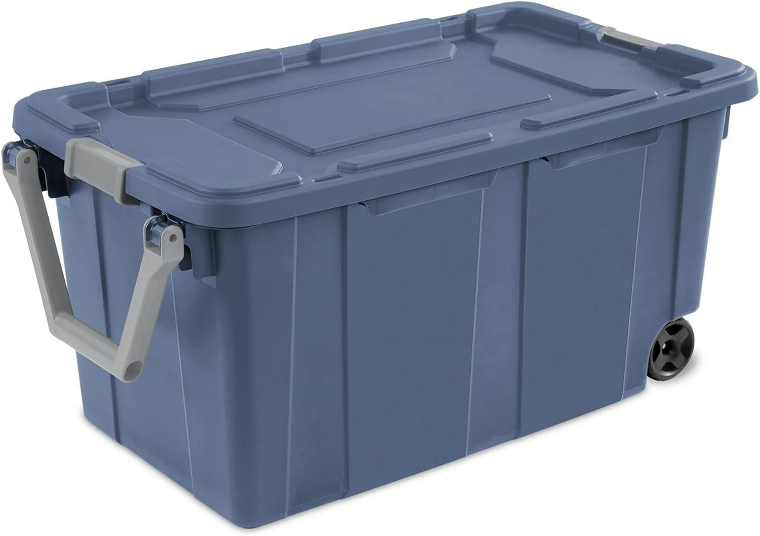 Skiennix 40 Gallon Rolling Storage Bin - Tough Stackable Tote with Lids | Blue Moonlight 2-Pack
