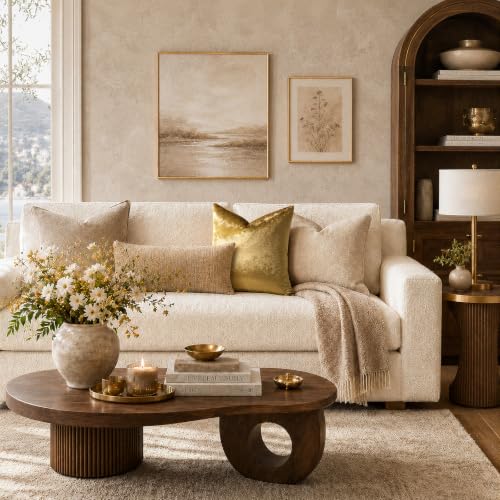 GIGIZAZA Gold Velvet Throw Pillow Covers 18x18, Pack of 2 Soft Cushion Covers
