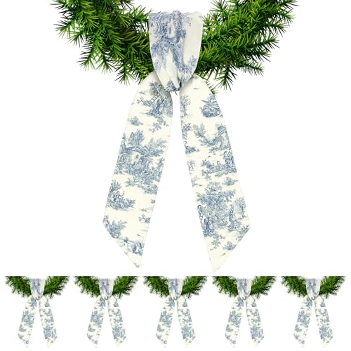 6 Pcs Wreath Sash for Front Door Toile De Jouy French Pattern