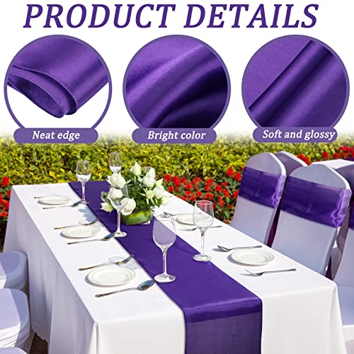 Purple Satin Table Runner 12 x 108 in (6 Pack) - Bulk wedding decor