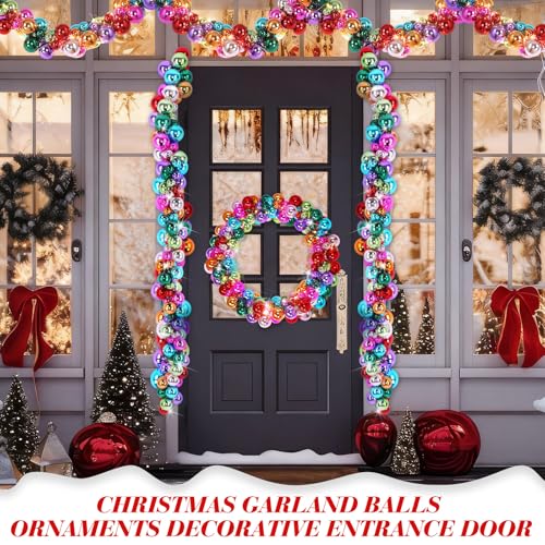 Yuxung 2-Pack Colorful or Classic Christmas Ball Garland 6ft with LED Lights