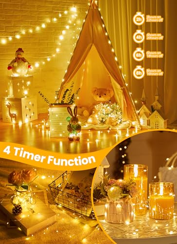 Minetom 66Ft 200 LED Fairy Lights USB Powered Waterproof Copper String Lights