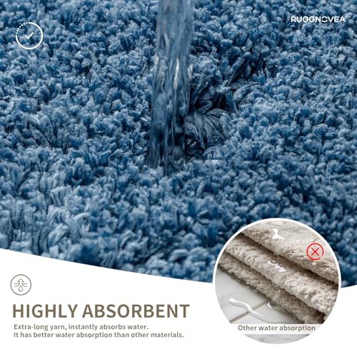 Ruggnovea Non-Slip Bathroom Rug - Ultra Soft Absorbent Microfiber Bath Mat 24x17 Blue