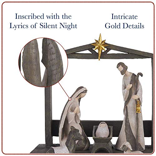 10-Piece Holy Family Nativity Set - Resin Manger Scene Christmas Decor