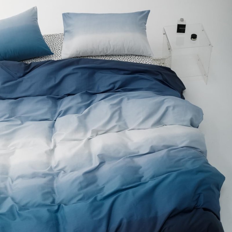 BlueBlue Blue Kids Duvet Cover Set Queen 100% Cotton Bedding for Boys Girls Teens Dark Blue to White Change 1 Abstract Full Comforter Cover 2 Pillow Shams, Queen