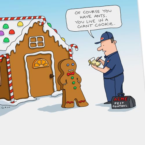 Gingerbread House Hallmark Shoebox Funny Christmas Cards Pack (6 Cards with Envelopes) - Gingerbread, 6 Funny Cards