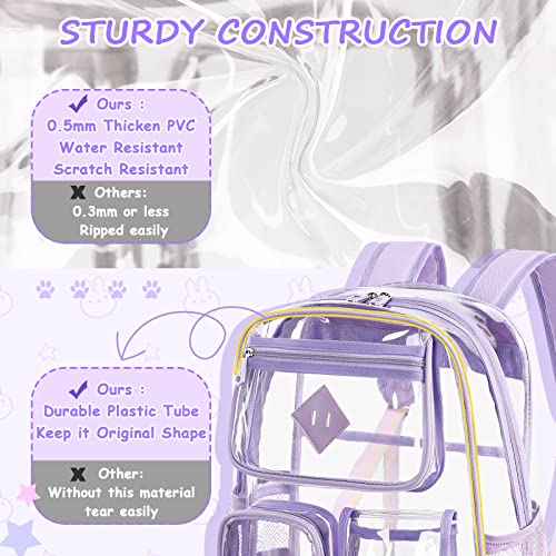 Clear Backpack Heavy Duty PVC Transparent School Bookbag for Girls