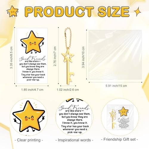 Vesici Star Bottle Opener Keychain Gift Set for Friends - Gold, 15 Pieces